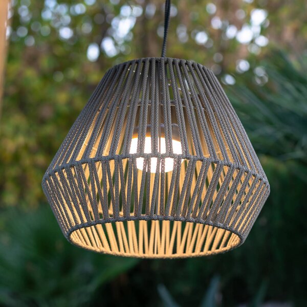 Newgarden Nabíjecí závěsná lampa Conta LED, taupe, stmívatelný, Hliník / šedá / zinek, Plast, Moderní