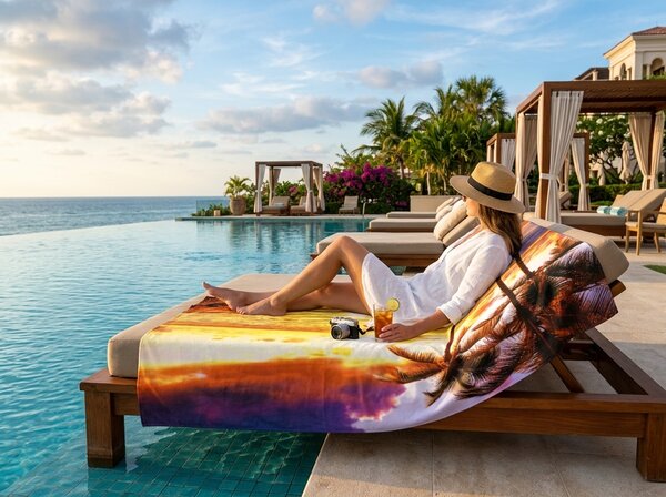 Rychleschnoucí XXL plážová osuška SUNDARA barevná 150 x 210 cm, 100% mikrovlákno