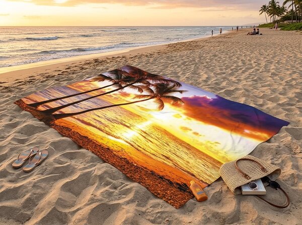 Rychleschnoucí XXL plážová osuška SUNDARA barevná 150 x 210 cm, 100% mikrovlákno