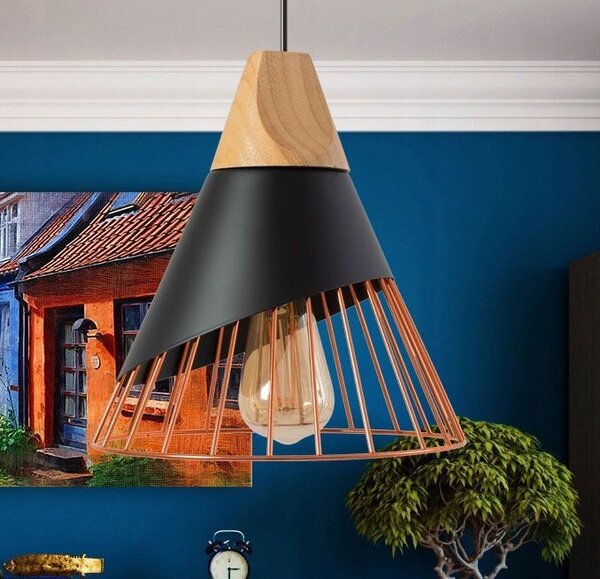 Toolight Skandinávská kovová závěsná stropní lampa APP225-1CP