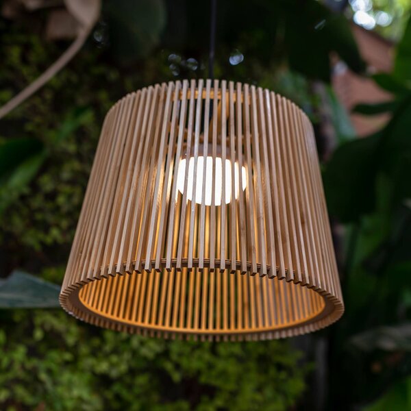 Newgarden Okinawa LED dobíjecí venkovní závěsná lampa bambusová, stmívatelný, Světlé dřevo, Bambus