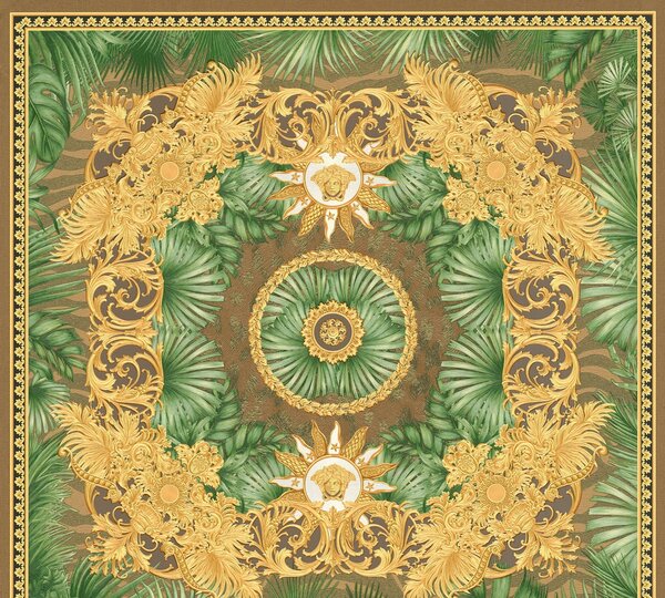 A.S. Création | Vliesová tapeta na zeď VERSACE na zeď 38703-3 | 0,70 x 10,05 m | zelená, zlatá, hnědá