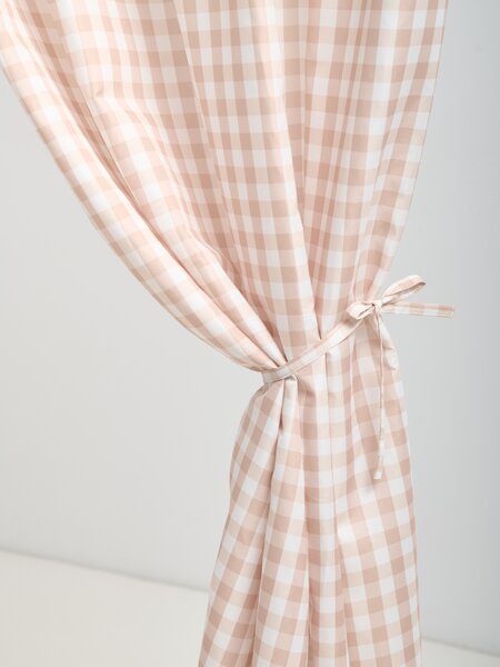Sinsay - Curtain on tape with check pattern - béžová