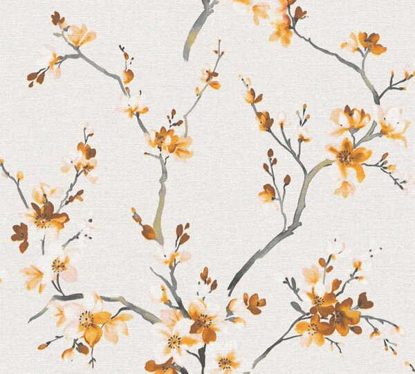 A.S. Création | Vliesová tapeta na zeď Desert Lodge 38520-2 | 0,53 x 10,05 m | bílá, oranžová, hnědá