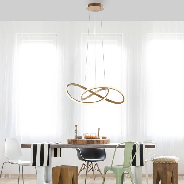JUST LIGHT. GmbH Závěsné svítidlo LED Maria, 3stupňové stmívání, mosaz, stmívatelný, Mosaz / zlato, Ložnice, Hliník, Moderní