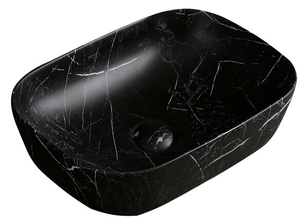 BPS-koupelny Keramické umyvadlo na desku HYD-MO-MAR5-455 45,5x32,5 cm, černý mramor