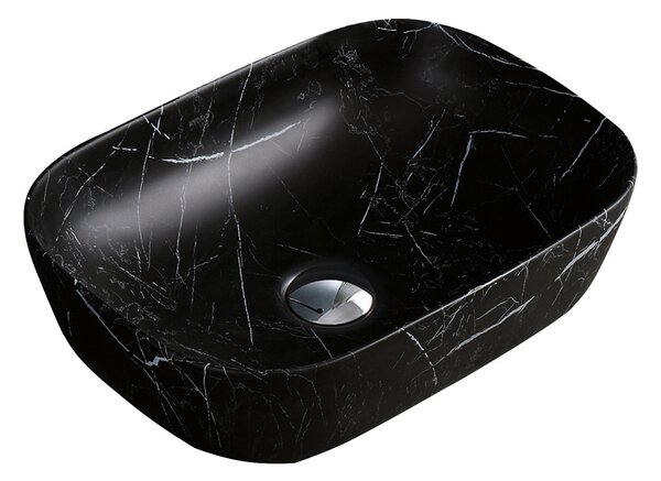 BPS-koupelny Keramické umyvadlo na desku HYD-MO-MAR5-455 45,5x32,5 cm, černý mramor