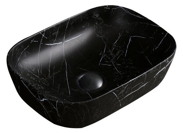 BPS-koupelny Keramické umyvadlo na desku HYD-MO-MAR5-455 45,5x32,5 cm, černý mramor