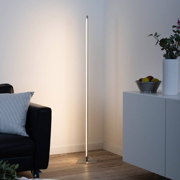 JUST LIGHT. GmbH LED stojací lampa Bella, rovná, čtvercová základna, ocel, stmívatelný, Hliník / šedá / zinek, Obývací pokoj / jídelna, Hliník, Moderní
