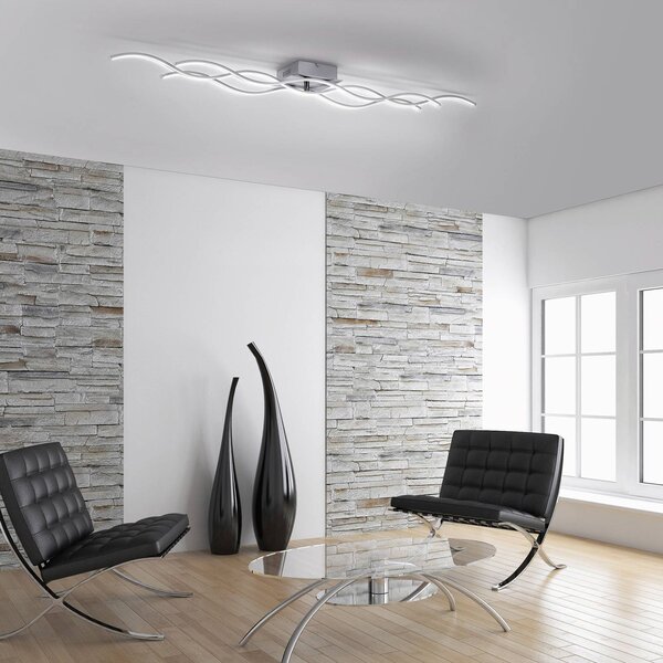 JUST LIGHT. GmbH LED stropní svítidlo Wave 3 000K 139,5x16cm ocelové, Hliník / šedá / zinek, Obývací pokoj / jídelna, Hliník, Moderní