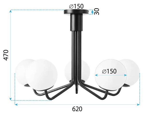 Toolight Stropní osvětlení Spider Minimalist 5 APP1578-5C