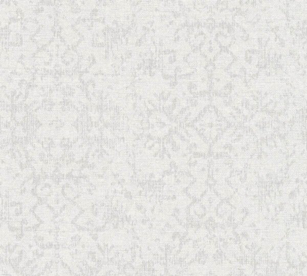 A.S. Création | Vliesová tapeta na zeď Desert Lodge 38521-5 | 0,53 x 10,05 m | bílá, metalická, šedá