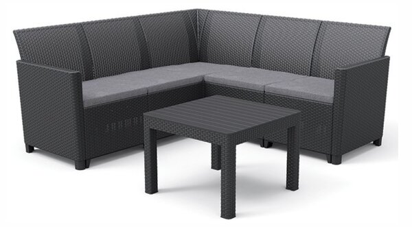 ROJAPLAST Rohový zahradní set - ALLIBERT CLAIRE 5 SEAT CORNER, plastový