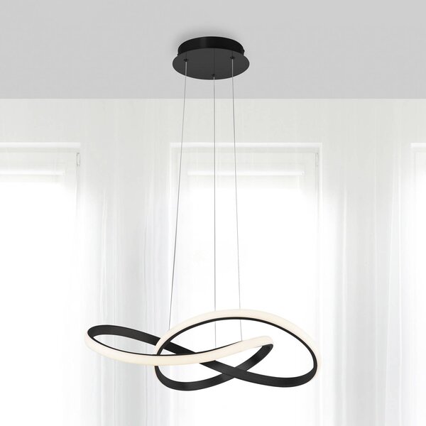 JUST LIGHT. GmbH Závěsné světlo LED Maria, 3stupňové stmívání, černé, stmívatelný, Černá, Ložnice, Hliník, Moderní