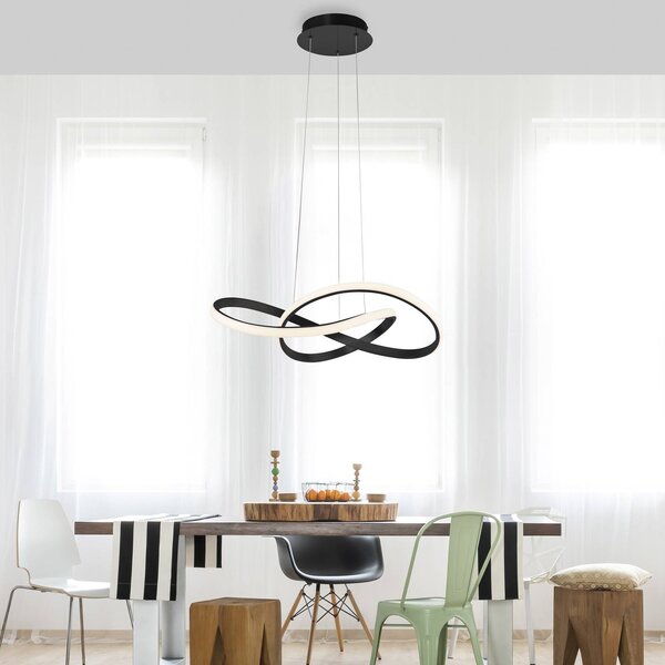 JUST LIGHT. GmbH Závěsné světlo LED Maria, 3stupňové stmívání, černé, stmívatelný, Černá, Ložnice, Hliník, Moderní