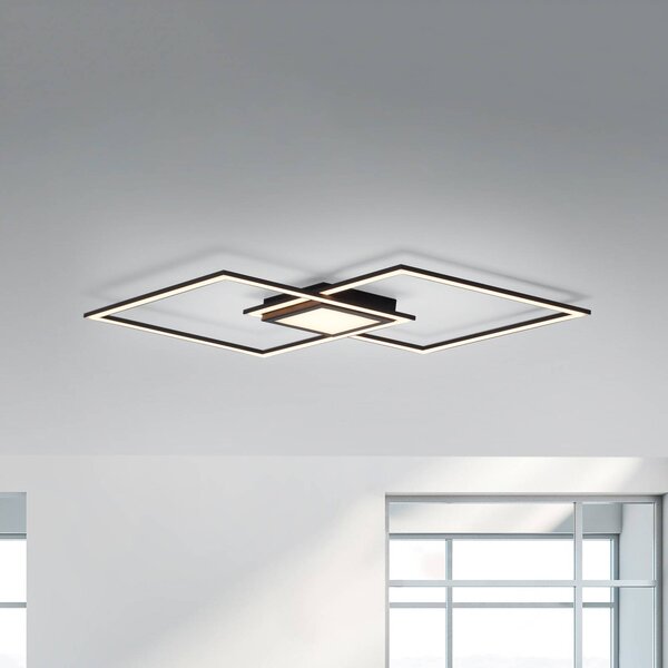 JUST LIGHT. GmbH LED stropní svítidlo Asmin, černé, 106x37cm, stmívatelný, Černá, Obývací pokoj / jídelna, Hliník, Moderní, Stropní svítidlo