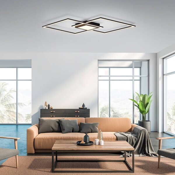 JUST LIGHT. GmbH LED stropní svítidlo Asmin, černé, 106x37cm, stmívatelný, Černá, Obývací pokoj / jídelna, Hliník, Moderní, Stropní svítidlo