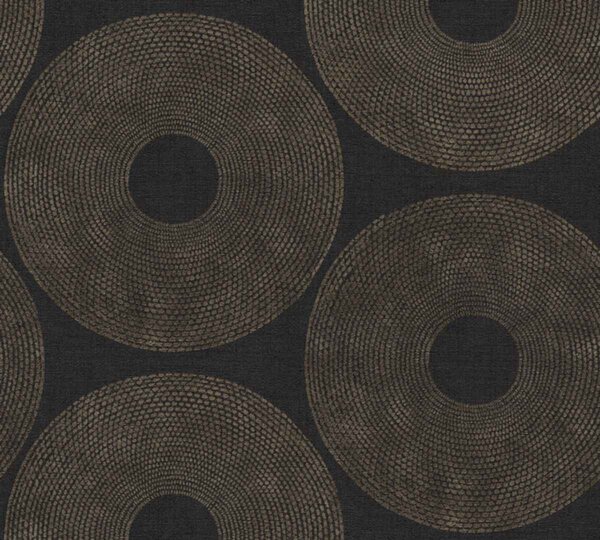 A.S. Création | Vliesová tapeta na zeď Desert Lodge 38524-2 | 0,53 x 10,05 m | černá, metalická, hnědá