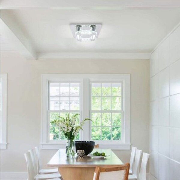 Toolight - Křišťálová hranatá stropní lampa Glamour 8W neutrální barva APP406-C, chromová, OSW-65004