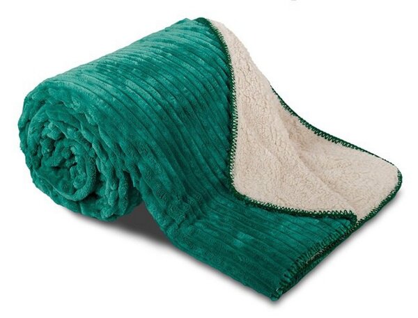 Velmi přijemná deka ovečka z mikrovlákna smaragdové/bílé barvy. Vzhled manžestr. Rozměr deky je 150x200 cm