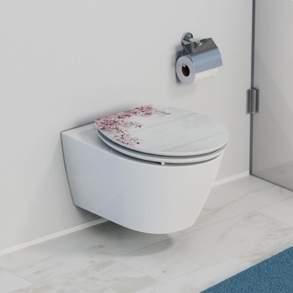 Eisl Sanitär WC prkénko MDF Soft Close Flowers and Wood High Gloss 80549