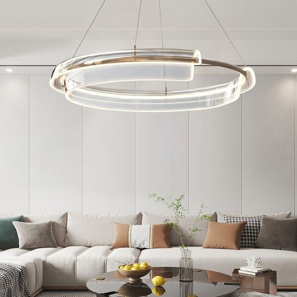Toolight Toolight, LED závěsné svítidlo 58cm s dálkovým ovládáním APP1672-CP, zlatá, OSW-06137