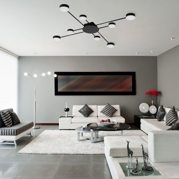 Toolight - LED stropní svítidlo 8-ramenné 8x40W APP210-3CPR + dálkové ovládání, černá, OSW-08465