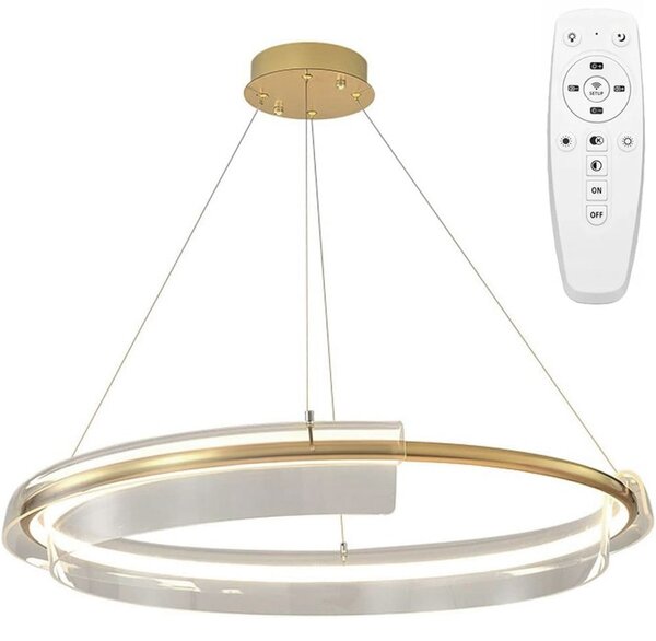 Toolight Toolight, LED závěsné svítidlo 58cm s dálkovým ovládáním APP1672-CP, zlatá, OSW-06137
