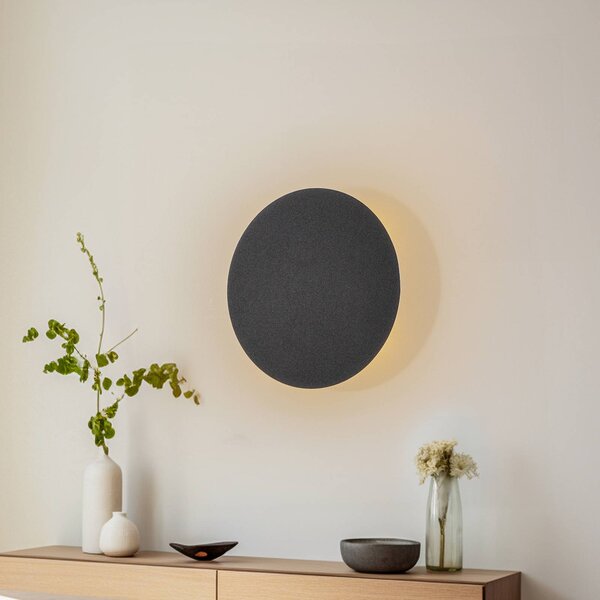TK Lighting Nástěnné světlo Lunia New, černé, Ø 30 cm, stmívatelný, Černá, Obývací pokoj / jídelna, kov