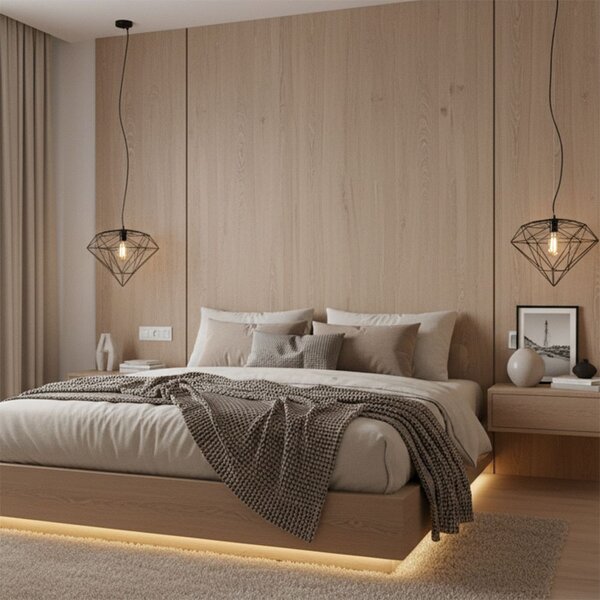 Toolight - Závěsná lampa 1xE27 DIAMENT 392197, černá, OSW-08570