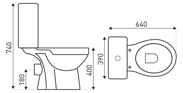 Novoterm WC kombi NV-Clear ZO se zadním odpadem a WC sedátkem