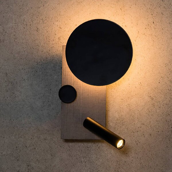FARO BARCELONA LED nástěnné světlo Klee, šedé, levá varianta, stmívatelný, Hliník / šedá / zinek, Obývací pokoj / jídelna, Hliník, Moderní