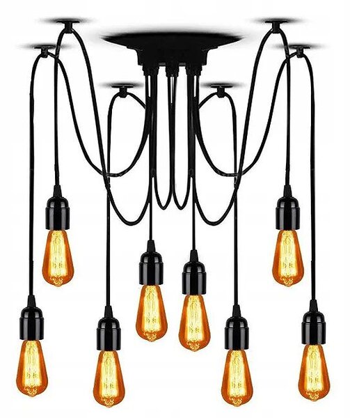 Toolight - Stropní lampa Spider 8xE27, černá, OSW-00018