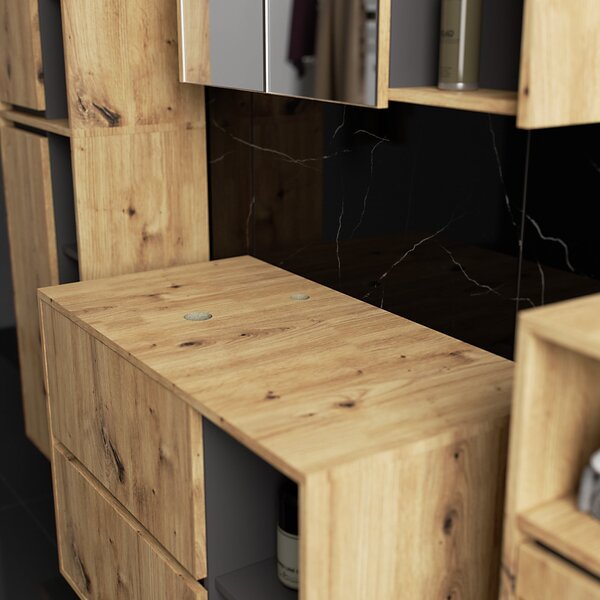 Ak furniture Koupelnová sestava VAMI II dub artisan/grafitově šedá