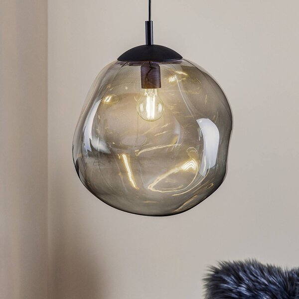 TK Lighting Skleněné závěsné svítidlo Sol, Ø 35 cm, černá/kouřově šedá, stmívatelný, Čirá / transparetní, Obývací pokoj / jídelna, Sklo, Moderní