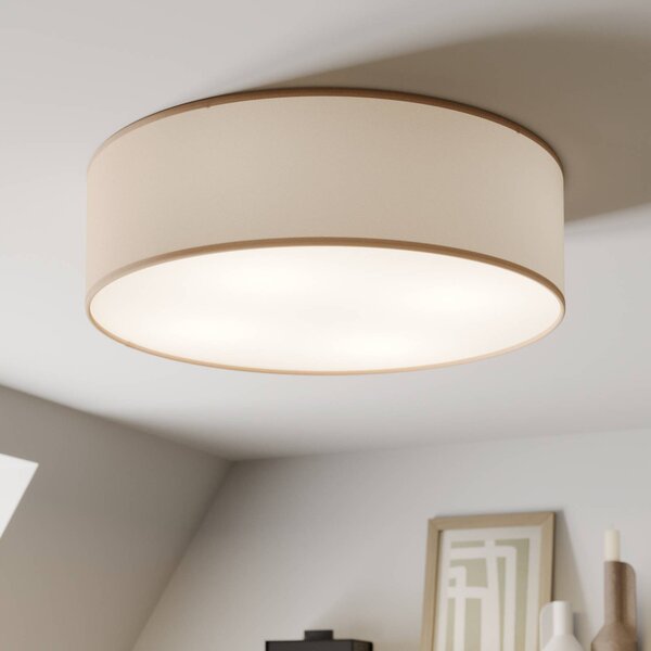 TK Lighting Stropní svítidlo Rondo, béžová barva, kov, Ø 45 cm, E27, stmívatelný, Krémová / jantar, Ložnice, Textil / tkanina / hedvábí, Moderní