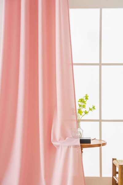 Růžový závěs OXFORD 140x250 cm Zavěšení: Kovové kroužky