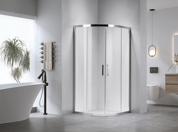 BPS-koupelny Čtvrtkruhový sprchový kout HYD-RK101A 80x80 cm chrom/transparent + vanička HYD-RSV-SXL01A bílá