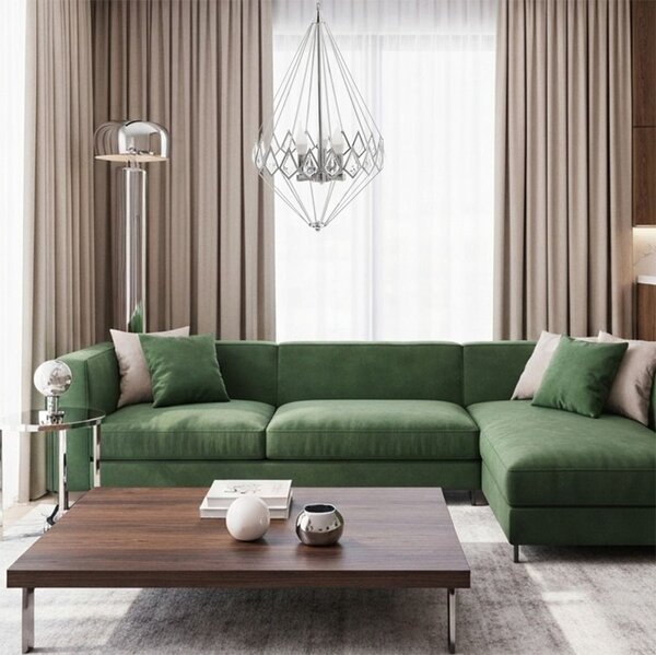 Toolight - Křišťálová závěsná lampa 3xE14 40W APP210-3CPR, stříbrná, OSW-07500