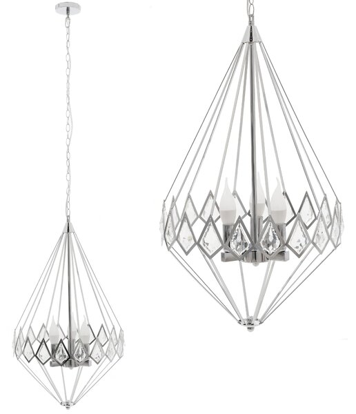 Toolight - Křišťálová závěsná lampa 3xE14 40W APP210-3CPR, stříbrná, OSW-07500