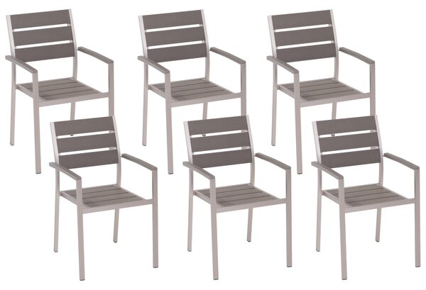 Sada šesti šedých zahradních židlí VERNIO