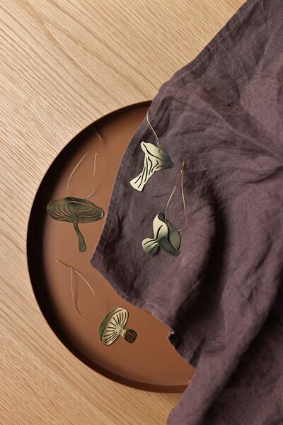 COOEE Design Sada zlatých ozdob Fungi Brass - 4 ks CED410