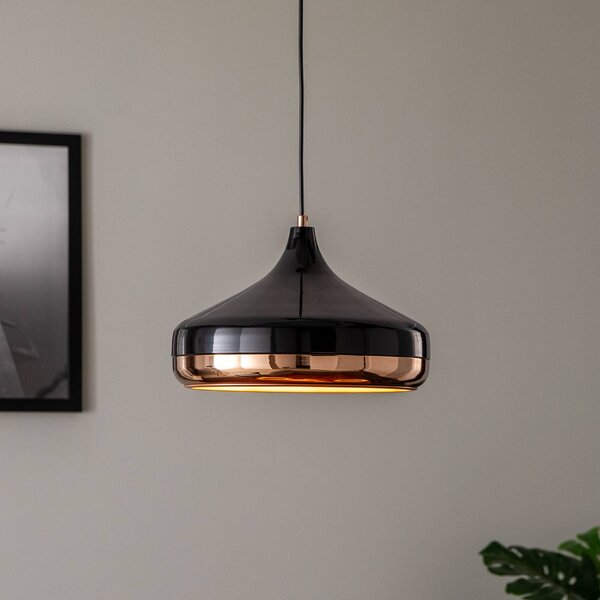 Opviq Závěsné svítidlo Yildo 253-S 1-light Ø36cm černá/měděná, stmívatelný, Černá, Obývací pokoj / jídelna, kov, Moderní