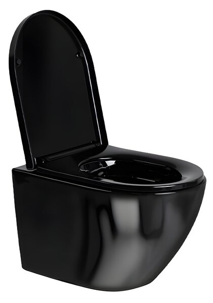 BPS-koupelny Závěsná WC mísa se SoftClose sedátkem HYD-4707, černá