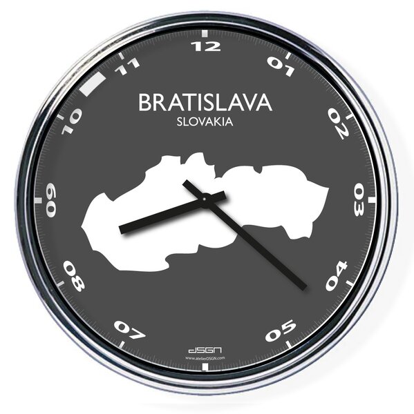 Nástěnné hodiny s mapou: Slovakia/Bratislava (32 cm), Výběr barev Světlé