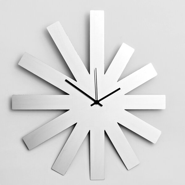 Středně velké nerez nástěnné hodiny, ocel 40x30cm: Silver Star | atelierDSGN