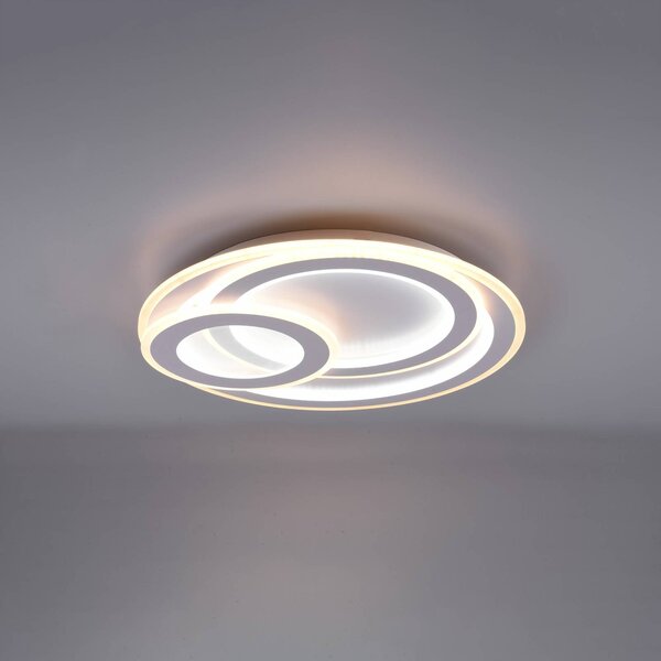 Trio Lighting Stropní svítidlo LED Mita s dálkovým ovládáním, kulaté, stmívatelný, Bílá / opál, Obývací pokoj / jídelna, kov, Moderní