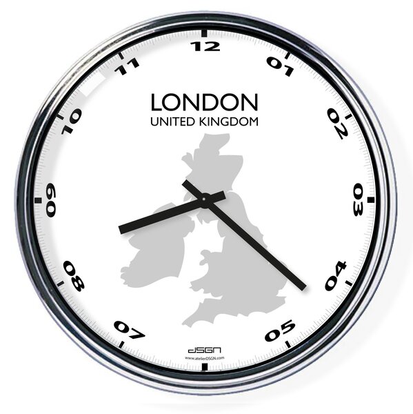 Nástěnné hodiny s mapou: United Kingdom/London (32 cm), Výběr barev Světlé