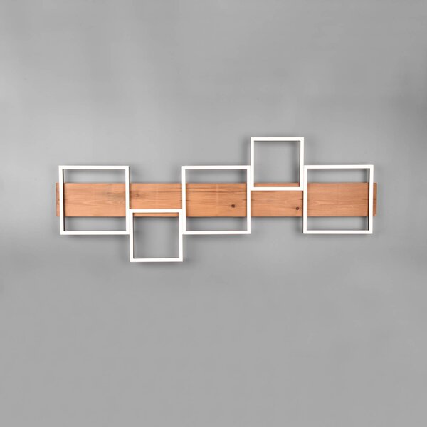 Trio Lighting Stropní svítidlo Harper LED s pěti čtverci, stmívatelný, Tmavé dřevo, Obývací pokoj / jídelna, kov