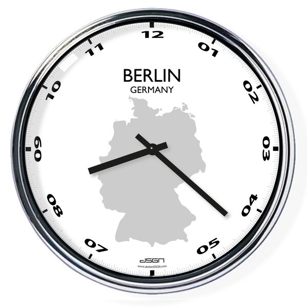 Nástěnné hodiny s mapou: Germany/Berlin (32 cm), Výběr barev Světlé